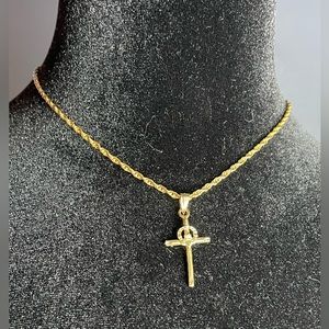 14Kg yellow gold LOVE AND FAITH CROSS